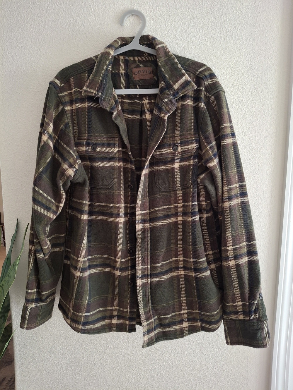 Orvis Men's Green Plaid Button-Up Jacket